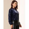 imageAllegra K Womens Sequin Jacket Casual Long Sleeve Zipper Fall Winter Shiny Glitter Sparkly Bomber JacketsNavy