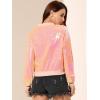 imageAllegra K Womens Sequin Jacket Casual Long Sleeve Zipper Fall Winter Shiny Glitter Sparkly Bomber JacketsPink