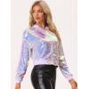 imageAllegra K Womens Sequin Jacket Casual Long Sleeve Zipper Fall Winter Shiny Glitter Sparkly Bomber JacketsPink Purple