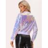 imageAllegra K Womens Sequin Jacket Casual Long Sleeve Zipper Fall Winter Shiny Glitter Sparkly Bomber JacketsPink Purple