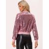 imageAllegra K Womens Sequin Jacket Casual Long Sleeve Zipper Fall Winter Shiny Glitter Sparkly Bomber JacketsPinks