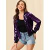 imageAllegra K Womens Sequin Jacket Casual Long Sleeve Zipper Fall Winter Shiny Glitter Sparkly Bomber JacketsPurple