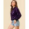 imageAllegra K Womens Sequin Jacket Casual Long Sleeve Zipper Fall Winter Shiny Glitter Sparkly Bomber JacketsPurple