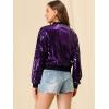 imageAllegra K Womens Sequin Jacket Casual Long Sleeve Zipper Fall Winter Shiny Glitter Sparkly Bomber JacketsPurple