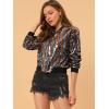 imageAllegra K Womens Sequin Jacket Casual Long Sleeve Zipper Fall Winter Shiny Glitter Sparkly Bomber JacketsRainbow