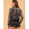 imageAllegra K Womens Sequin Jacket Casual Long Sleeve Zipper Fall Winter Shiny Glitter Sparkly Bomber JacketsRainbow