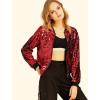 imageAllegra K Womens Sequin Jacket Casual Long Sleeve Zipper Fall Winter Shiny Glitter Sparkly Bomber JacketsRed