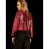 imageAllegra K Womens Sequin Jacket Casual Long Sleeve Zipper Fall Winter Shiny Glitter Sparkly Bomber JacketsRed