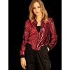 imageAllegra K Womens Sequin Jacket Casual Long Sleeve Zipper Fall Winter Shiny Glitter Sparkly Bomber JacketsRed