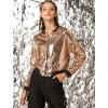 imageAllegra K Womens Sequin Jacket Casual Long Sleeve Zipper Fall Winter Shiny Glitter Sparkly Bomber JacketsRose Gold