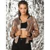 imageAllegra K Womens Sequin Jacket Casual Long Sleeve Zipper Fall Winter Shiny Glitter Sparkly Bomber JacketsRose Gold