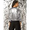 imageAllegra K Womens Sequin Jacket Casual Long Sleeve Zipper Fall Winter Shiny Glitter Sparkly Bomber JacketsSilver