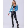 imageAllegra K Womens Sequin Jacket Casual Long Sleeve Zipper Fall Winter Shiny Glitter Sparkly Bomber JacketsSky Blue