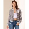 imageAllegra K Womens Sequin Jacket Casual Long Sleeve Zipper Fall Winter Shiny Glitter Sparkly Bomber JacketsWhite Rainbow