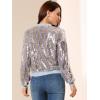 imageAllegra K Womens Sequin Jacket Casual Long Sleeve Zipper Fall Winter Shiny Glitter Sparkly Bomber JacketsWhite Rainbow