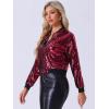 imageAllegra K Womens Sequin Jacket Casual Long Sleeve Zipper Fall Winter Shiny Glitter Sparkly Bomber JacketsWine Red