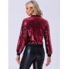 imageAllegra K Womens Sequin Jacket Casual Long Sleeve Zipper Fall Winter Shiny Glitter Sparkly Bomber JacketsWine Red