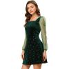 imageAllegra K Womens Halloween Mesh Sheer Sleeve Sparkly Party Glitter Star Metallic Velvet DressGreen