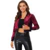 imageAllegra K Womens Halloween Sparkly Jackets 2024 Party Crop Sequin Bomber JacketRose Red