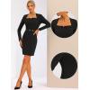 imageAllegra K Elegant Office Dress for Womens Belted Square Neck Bodycon DressBlack