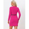 imageAllegra K Elegant Office Dress for Womens Belted Square Neck Bodycon DressHot Pink