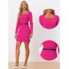 imageAllegra K Elegant Office Dress for Womens Belted Square Neck Bodycon DressHot Pink