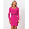 imageAllegra K Elegant Office Dress for Womens Belted Square Neck Bodycon DressHot Pink