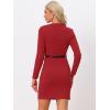 imageAllegra K Elegant Office Dress for Womens Belted Square Neck Bodycon DressRed