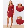 imageAllegra K Elegant Office Dress for Womens Belted Square Neck Bodycon DressRed