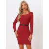 imageAllegra K Elegant Office Dress for Womens Belted Square Neck Bodycon DressRed