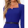 imageAllegra K Elegant Office Dress for Womens Belted Square Neck Bodycon DressRoyal Blue