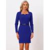 imageAllegra K Elegant Office Dress for Womens Belted Square Neck Bodycon DressRoyal Blue