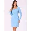 imageAllegra K Elegant Office Dress for Womens Belted Square Neck Bodycon DressSky Blue