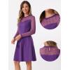 imageAllegra K Party Dress for Womens Heart Mesh Sheer Sleeve Crew Neck Skater Short DressDark Purple