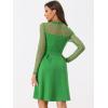 imageAllegra K Party Dress for Womens Heart Mesh Sheer Sleeve Crew Neck Skater Short DressGreen