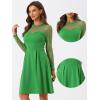 imageAllegra K Party Dress for Womens Heart Mesh Sheer Sleeve Crew Neck Skater Short DressGreen