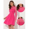 imageAllegra K Party Dress for Womens Heart Mesh Sheer Sleeve Crew Neck Skater Short DressHot Pink