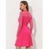 imageAllegra K Party Dress for Womens Heart Mesh Sheer Sleeve Crew Neck Skater Short DressHot Pink