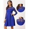 imageAllegra K Party Dress for Womens Heart Mesh Sheer Sleeve Crew Neck Skater Short DressRoyal Bluepolka Dots