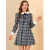 imageAllegra K Womens Christmas Peter Pan Collar Long Sleeve Mini Plaid Tartan DressBlack