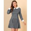 imageAllegra K Womens Christmas Peter Pan Collar Long Sleeve Mini Plaid Tartan DressBlack