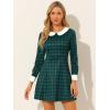 imageAllegra K Womens Christmas Peter Pan Collar Long Sleeve Mini Plaid Tartan DressGreen