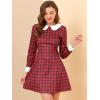 imageAllegra K Womens Christmas Peter Pan Collar Long Sleeve Mini Plaid Tartan DressRed