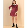 imageAllegra K Womens Christmas Peter Pan Collar Long Sleeve Mini Plaid Tartan DressRed