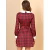 imageAllegra K Womens Christmas Peter Pan Collar Long Sleeve Mini Plaid Tartan DressRed