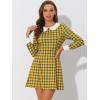 imageAllegra K Womens Christmas Peter Pan Collar Long Sleeve Mini Plaid Tartan DressYellow