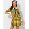 imageAllegra K Womens Christmas Peter Pan Collar Long Sleeve Mini Plaid Tartan DressYellow