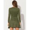 imageAllegra K Womens Faux Suede Round Neck Elegant Long Sleeve Ruffle DressArmy Green