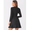 imageAllegra K Womens Faux Suede Round Neck Elegant Long Sleeve Ruffle DressBlack