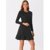 imageAllegra K Womens Faux Suede Round Neck Elegant Long Sleeve Ruffle DressBlack